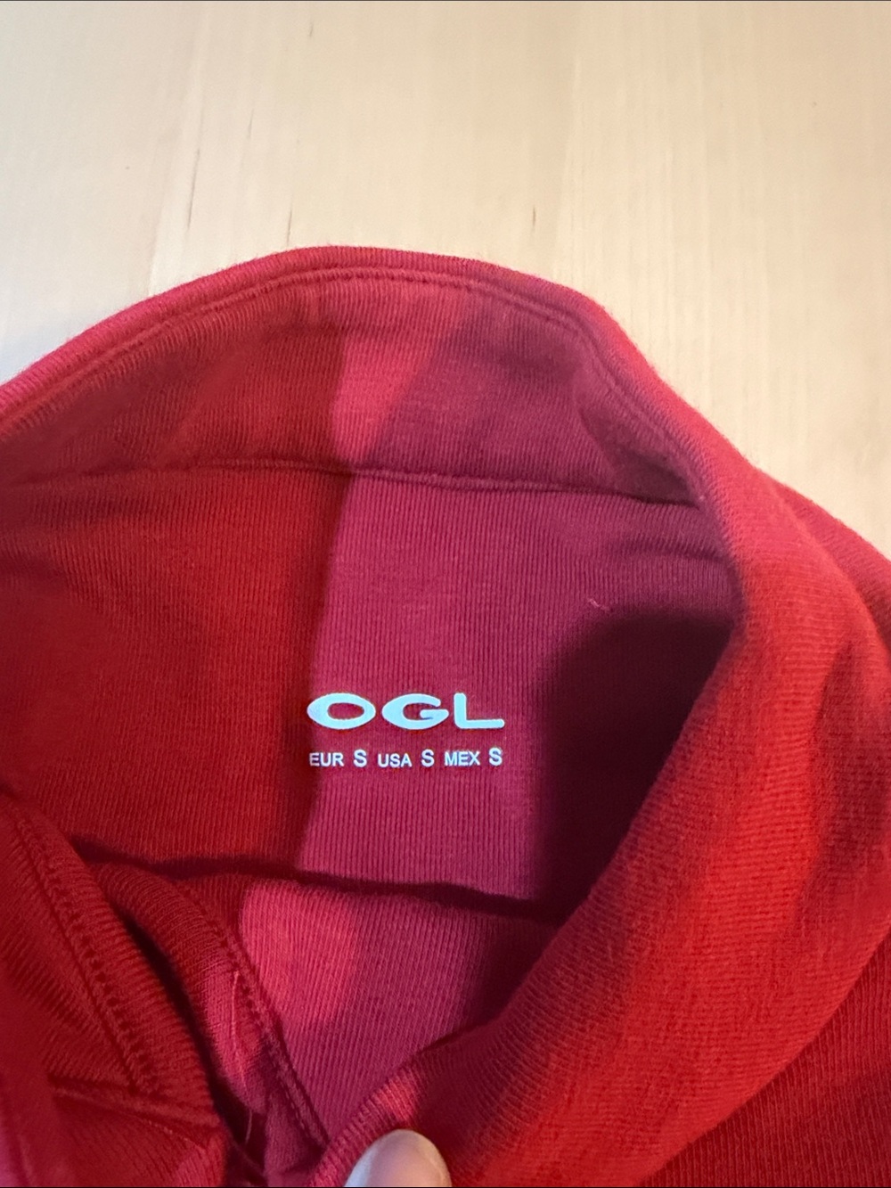 OGL Red Mandarin-Collar Long Sleeve Top in size small - Picture 4 of 4